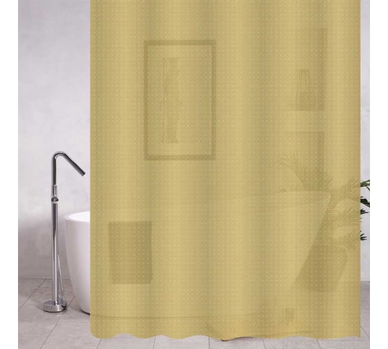 Изображение товара Штора для ванной комнаты САНАКС бежевая матовая, рельефная, с кольцами, 180 х180 см, peva 06-11