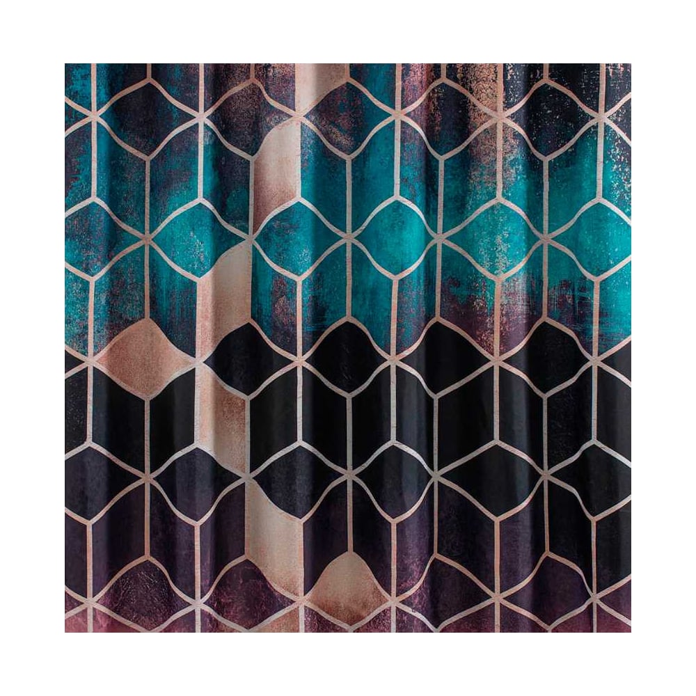 Изображение товара Штора для ванной комнаты САНАКС с рисунком коричневые кубы полиэстер 01-90