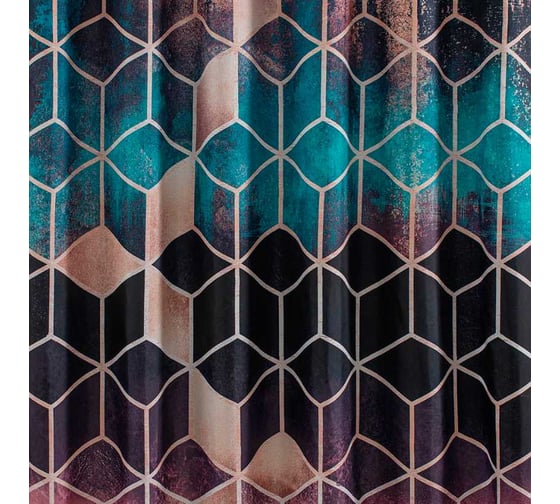 Изображение товара Штора САНАКС с рисунком коричневые кубы, в ванную комнату, без колец - полиэстэр 01-90