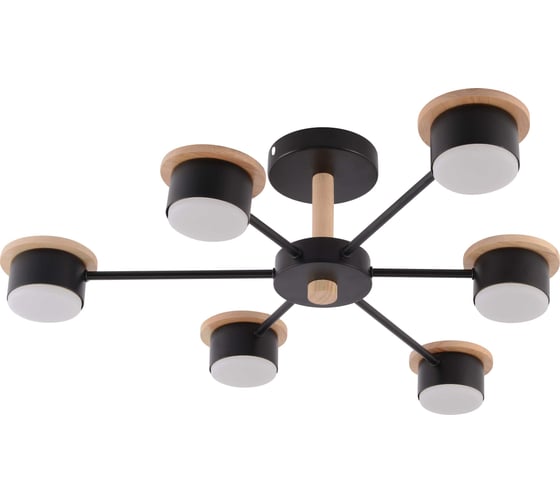 Изображение товара Люстра Schaffner Citta 4471-6, цвет черный/дерево, 90 Вт Citta 4471-6 BK+WOOD