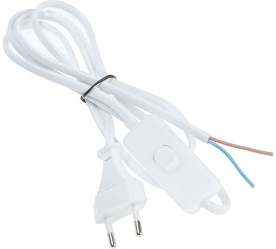 Изображение товара Сетевой шнур с выключателем для бра Luazon 1,5 м, ШВВП 2 х 0.5 мм2, белый 7077016