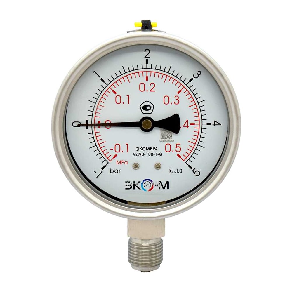 Изображение товара Манометр вакуумметр Экомера МД90 100мм G1/2 -1 5 бар промышленный прибор