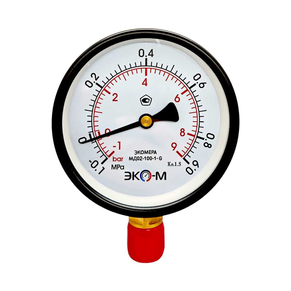 Изображение товара Манометр Экомера МД02-100мм - вакуумметр до 0,9 МПа