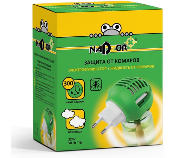 Изображение товара Комплект от комаров: электрофумигатор + жидкость 30 мл Nadzor 24 шт. 126141