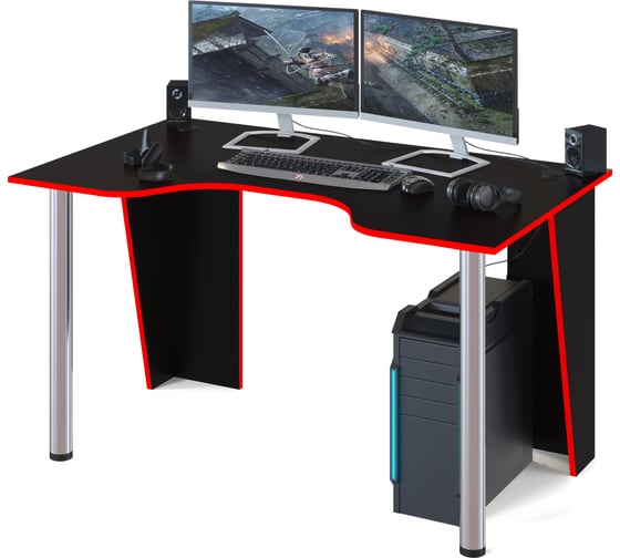 Изображение товара Компьютерный стол СОКОЛ Черный/красныйК КСТ-18 00-00010862