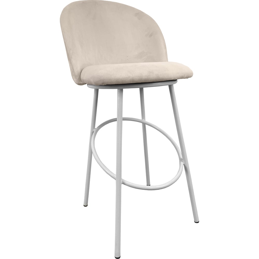 Изображение товара Полубарный стул M-GROUP с велюровым сиденьем белые ножки бежевый стильный современный дизайн