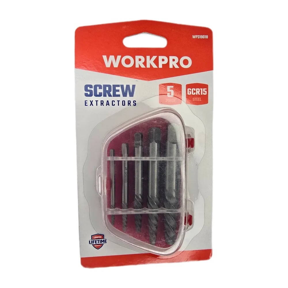 Изображение товара Набор экстракторов WORKPRO GCR15 5шт для болтов и винтов диаметр 3-18 мм