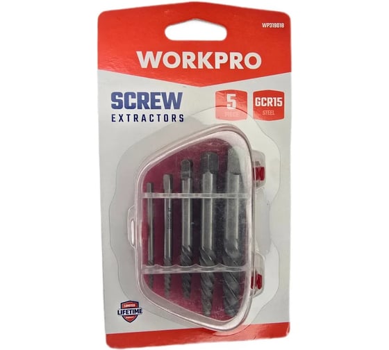 Изображение товара Набор экстракторов WORKPRO (Материал подшипниковая сталь GCR15, 3-18мм, 5шт) WP319018