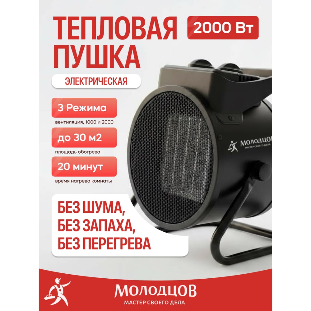 Изображение товара Электрическая тепловая пушка Молодцов HGE2000 для обогрева помещений 25 м²