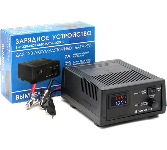 Изображение товара Зарядное устройство Вымпел 26 (автомат,0-7А, 14.2/14.8/18В, LED амперметр) 2224