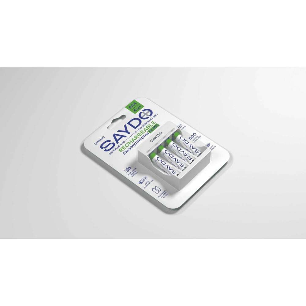 Изображение товара Аккумуляторы SAYDO RECHARGEABLE Ni-MH AAA 4 шт. в блистере