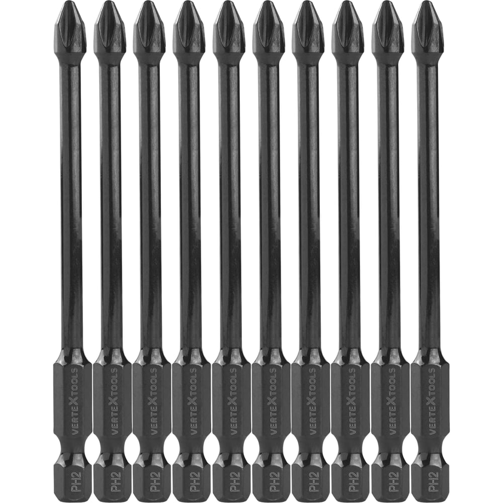 Изображение товара Набор бит vertextools IMPACT TORSION PH2x90 10 шт магнитный наконечник
