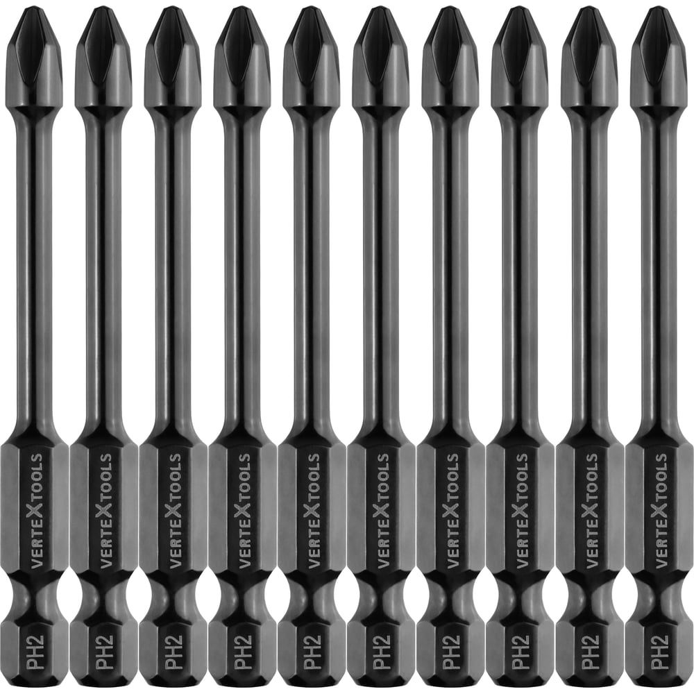 Изображение товара Набор бит vertextools IMPACT TORSION PH2x70 для шуруповертов, 10 шт