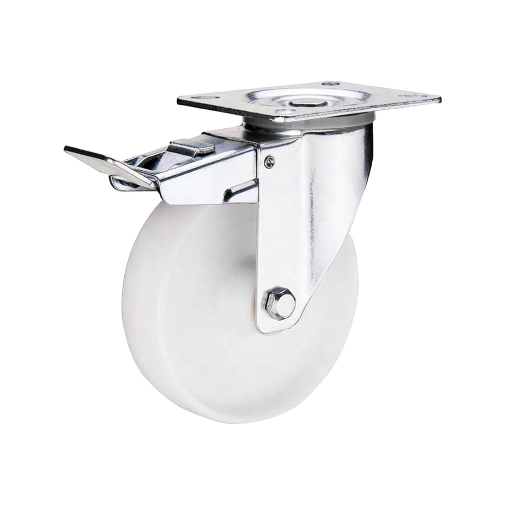 Изображение товара Поворотная колесная опора с тормозом SRCnb 42 нейлоновая диаметр 100 мм