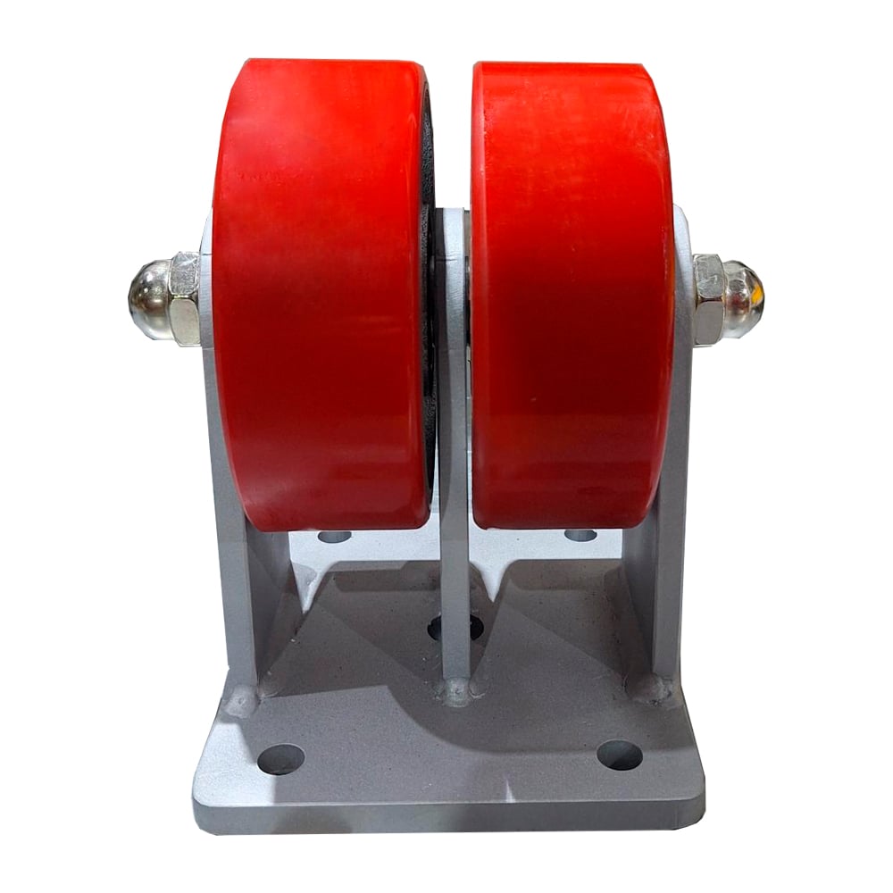 Изображение товара Сверхбольшегрузная сдвоенная неповоротная колесная опора Kolesa-opori полиуретан, г/п 1350 кг, д. 150 FCp 63 MAX-2 TW