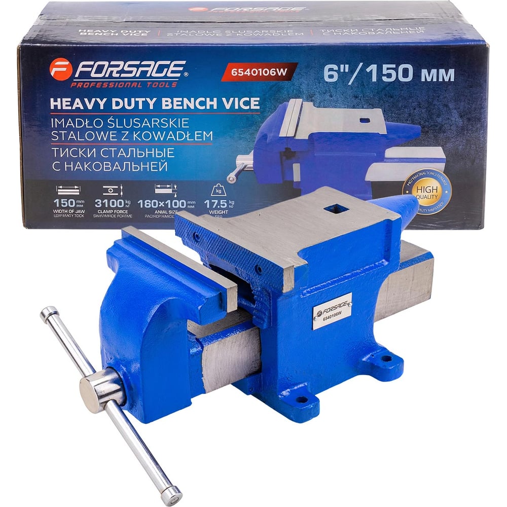 Изображение товара Тиски стальные с наковальней Forsage 150мм F-6540106W