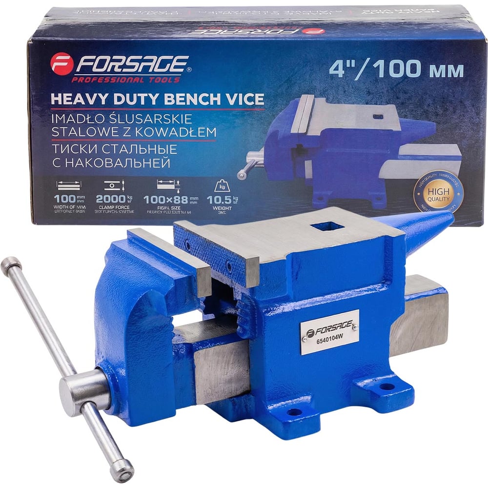 Изображение товара Тиски стальные с наковальней Forsage 4 100мм