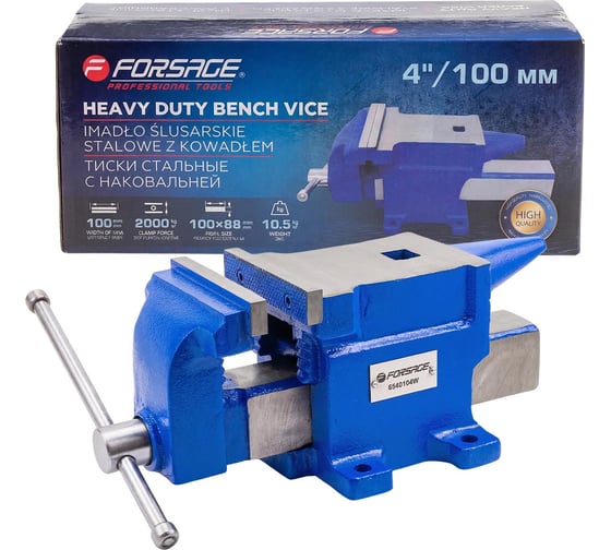 Изображение товара Тиски стальные с наковальней Forsage 4 100мм F-6540104W(63632)