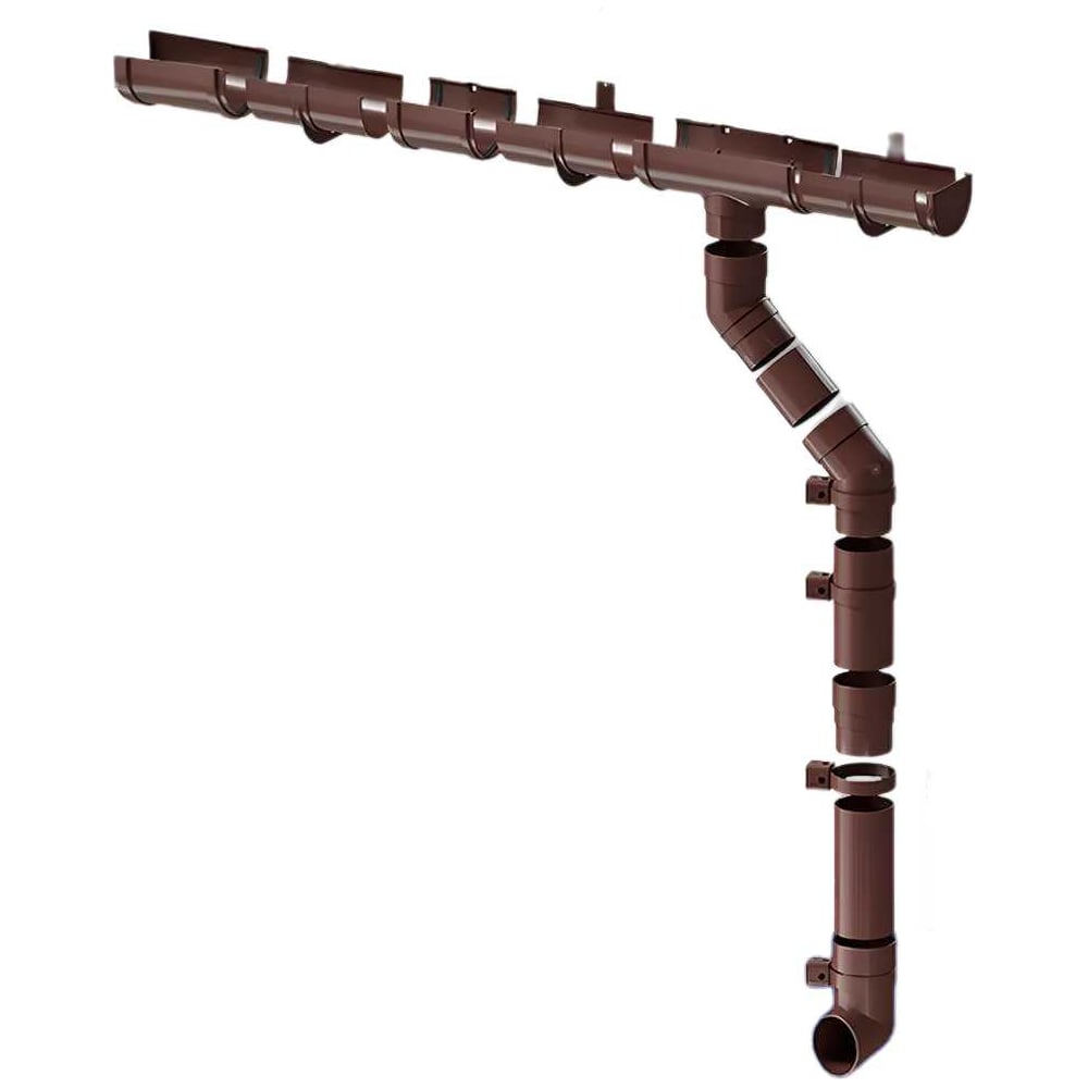 Изображение товара Комплект водосточной системы Docke Premium 1.5 м шоколад с металлическим кронштейном