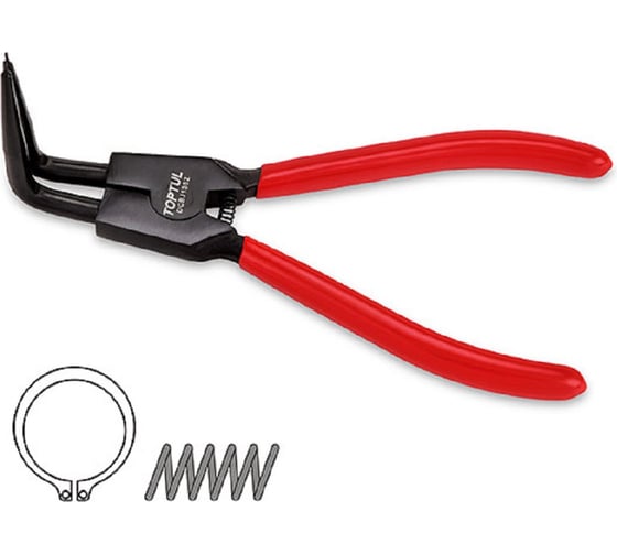 Изображение товара Съемник внешних стопорных колец TOPTUL изогнутый 10-32 мм, 170 мм, удлиненные DCBJ1382
