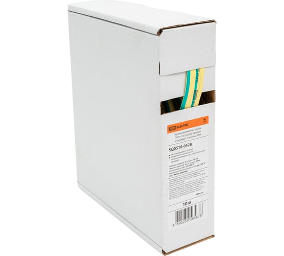 Изображение товара Термоусаживаемая трубка TDM ELECTRIC ТУТнг 10/5 желто-зеленая в коробке (10 м/упак) SQ0518-0428