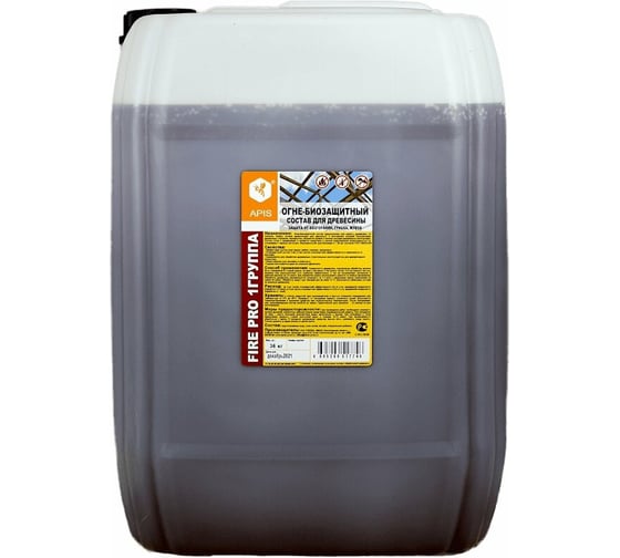 Изображение товара Огнебиозащитный состав для древесины APIS FIRE PRO (I группа; сосна; канистра; 36 кг) 4665296517852
