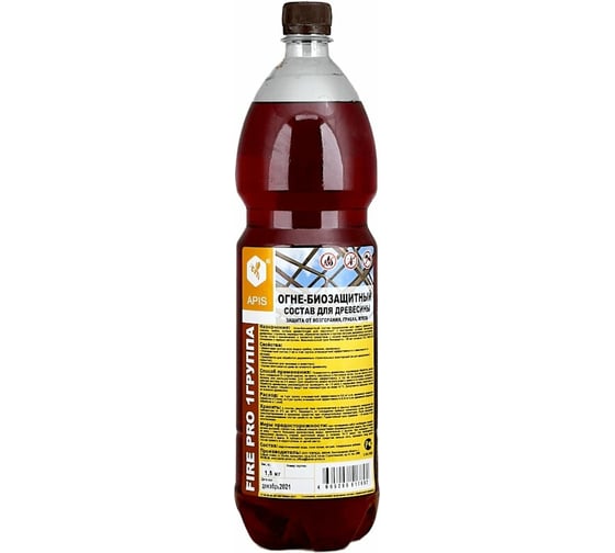 Изображение товара Огнебиозащитный состав для древесины APIS FIRE PRO (I группа; красный; бутыль ПЭТ; 1.8 кг) 4665296517692
