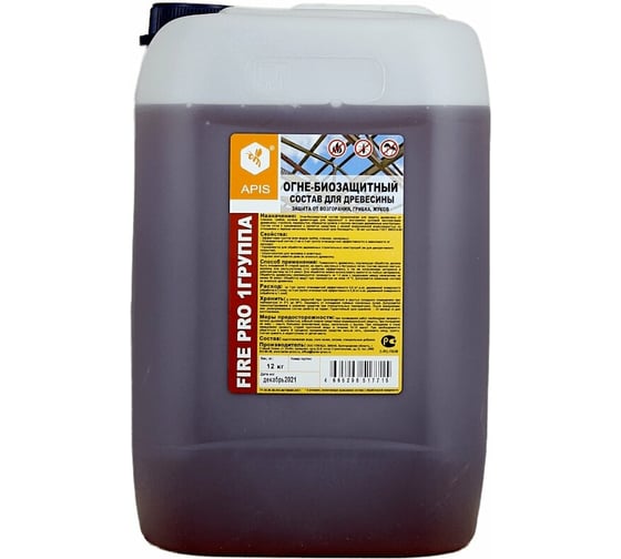 Изображение товара Огнебиозащитный состав для древесины APIS FIRE PRO (I группа; сосна; канистра; 12 кг) 4665296517821