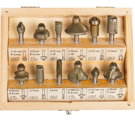 Изображение товара Набор фрез (12 шт; хвостовик 6 мм) по дереву STAYER 2992-H12