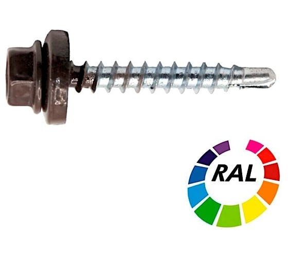 Изображение товара Саморез кровельный STALMAX LSR-W 4,8х29 (RAL 3005 (Винно-красный)) сверло №2 для дер. обреш. с EPDM шайбой (арт. 10216) оц. сталь (уп. 250 шт) 10216-023