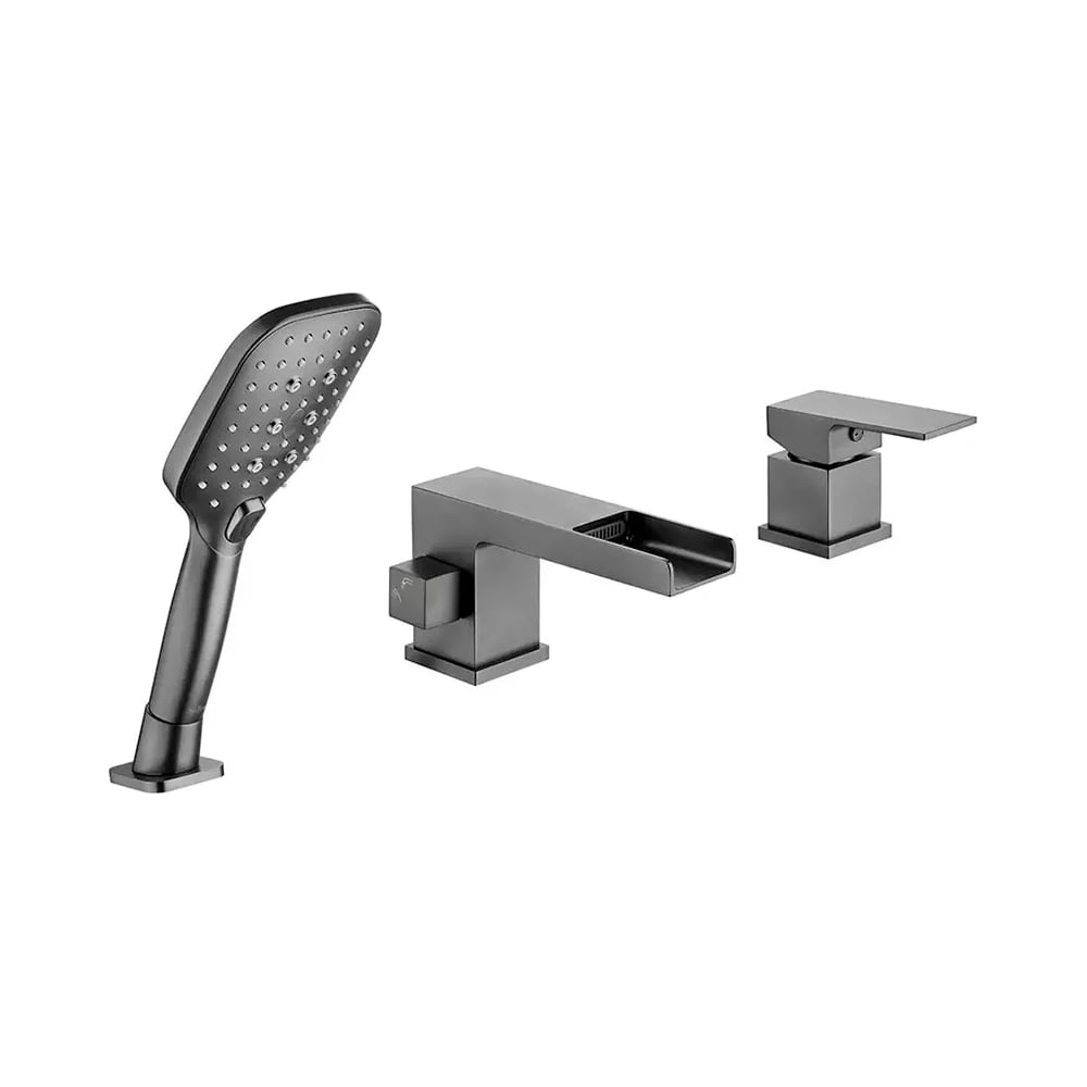 Изображение товара Смеситель на борт ванны ViEiR водопад графит, 3 отверстия V393532-G