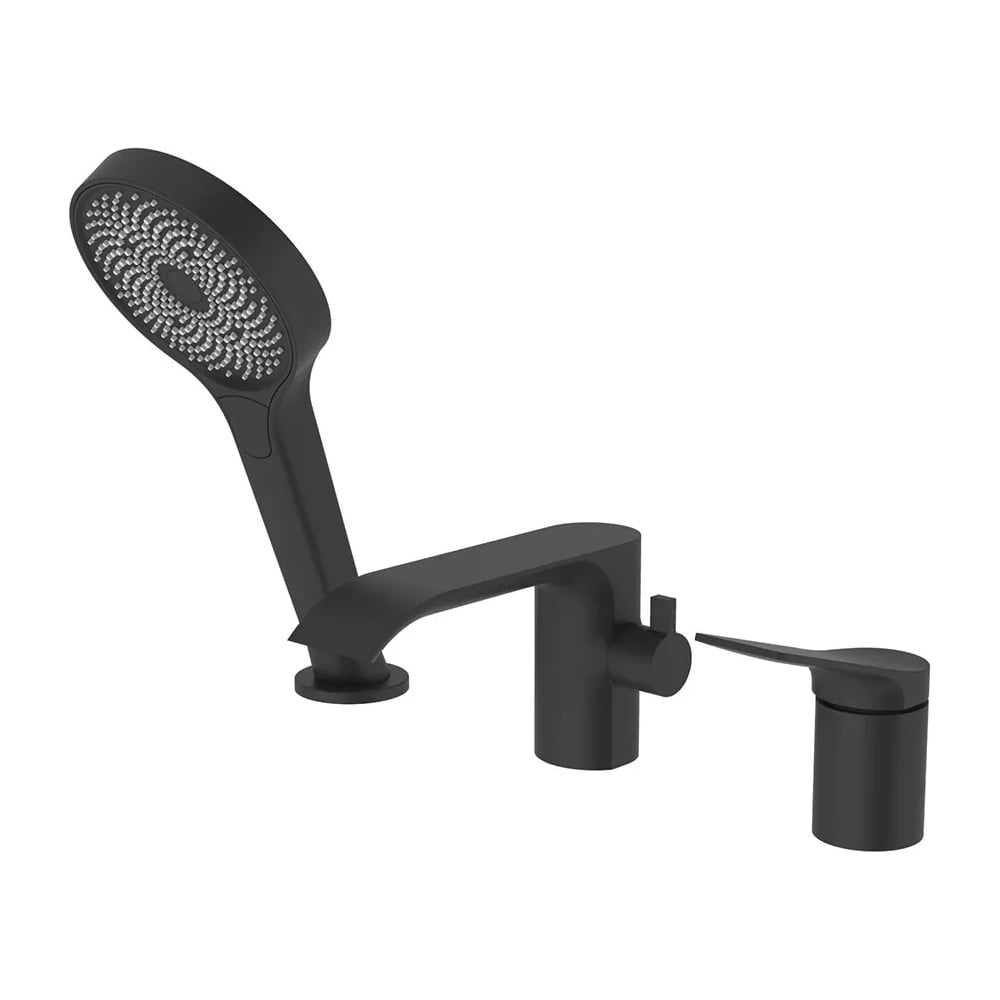 Изображение товара Смеситель на борт ванны ViEiR водопад черный однорычажный с каскадом