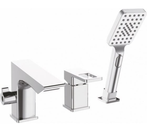 Изображение товара Смеситель на борт ванны ViEiR, водопадный носик, 3 отверстия, латунь, хром V353532