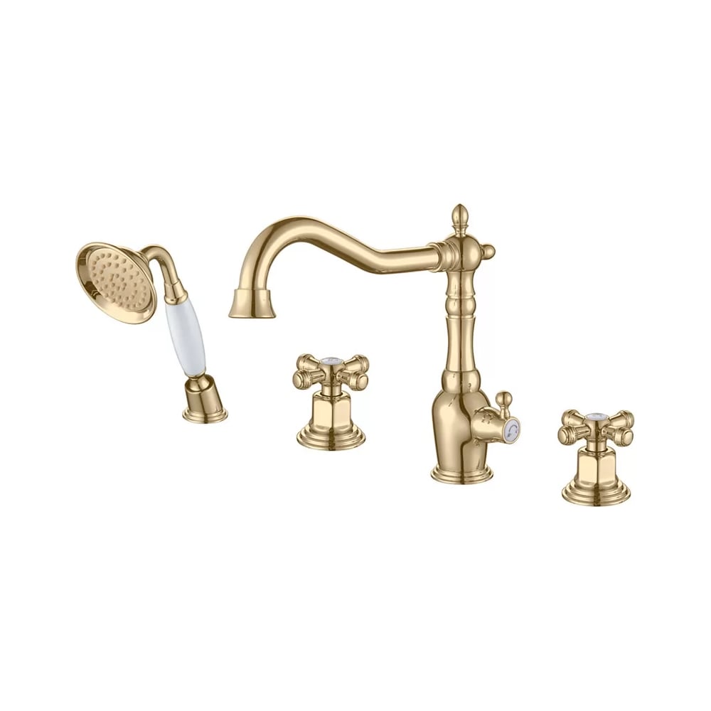 Изображение товара Смеситель на борт ванны ViEiR двухвентильный золото V370132-E