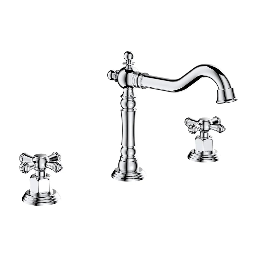 Изображение товара Двухвентильный смеситель для умывальника ViEiR ретро хром 3 отверстия V370112