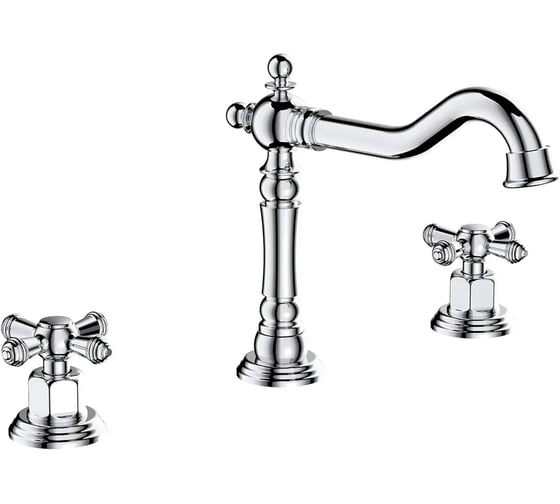 Изображение товара Смеситель на борт раковины ViEiR двухвентильный, хром, 3 отверстия, ретро V370112