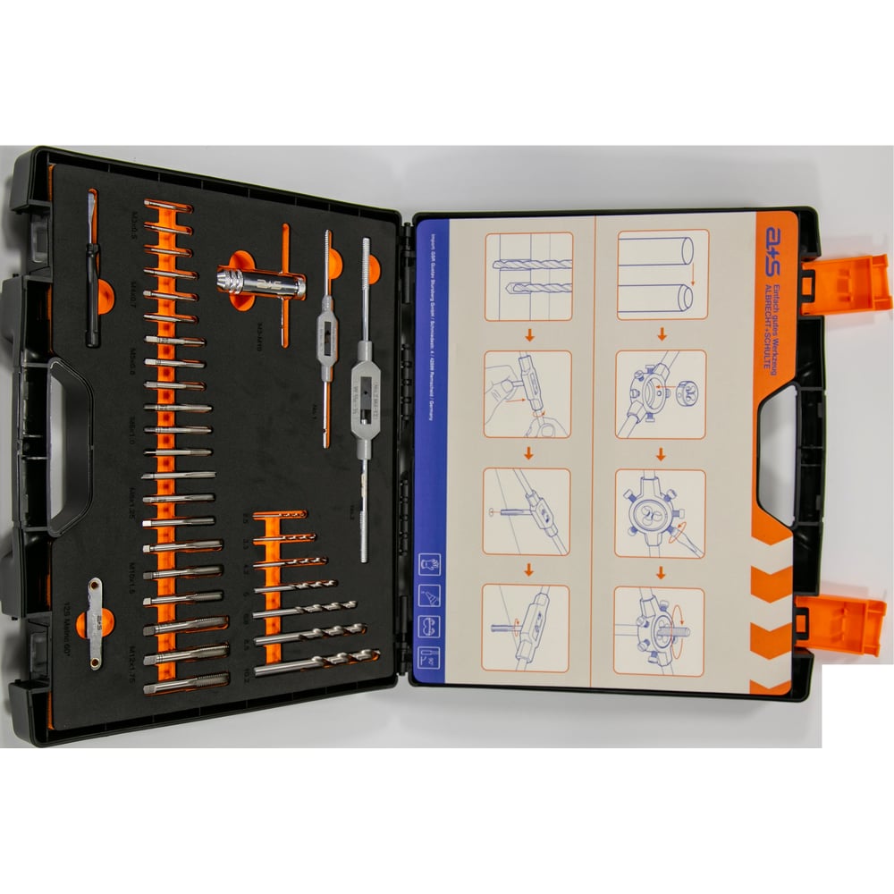 Изображение товара Набор резьбонарезного инструмента метчики плашки GSR A&S 45 шт M3-M12 HSS-G