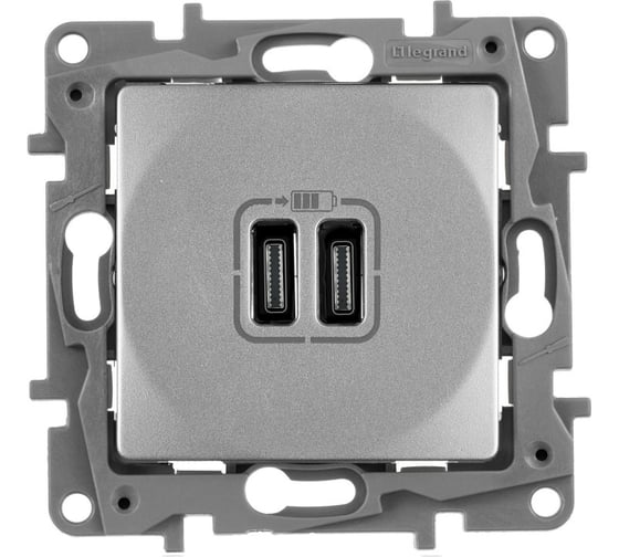 Изображение товара Зарядное устройство Legrand USB тип С / тип С Etika 3000мА 15Вт алюминий 672435