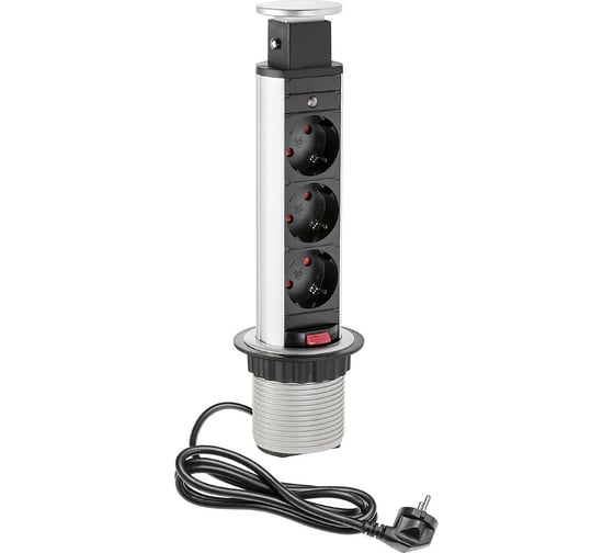 Изображение товара Выдвижной встраиваемый розеточный блок Inrior 3 EURO розетки RUFH-80