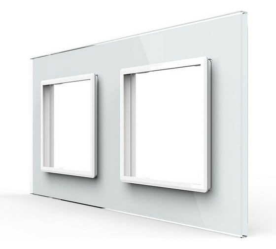Изображение товара Рамка для розетки LIVOLO 2 поста, цвет белый, стекло BB-C7-SR/SR-11