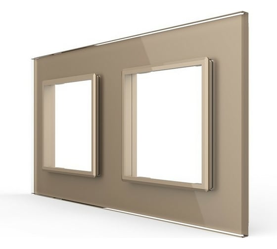 Изображение товара Рамка для розетки LIVOLO 2 поста, цвет золотой, стекло BB-C7-SR/SR-13