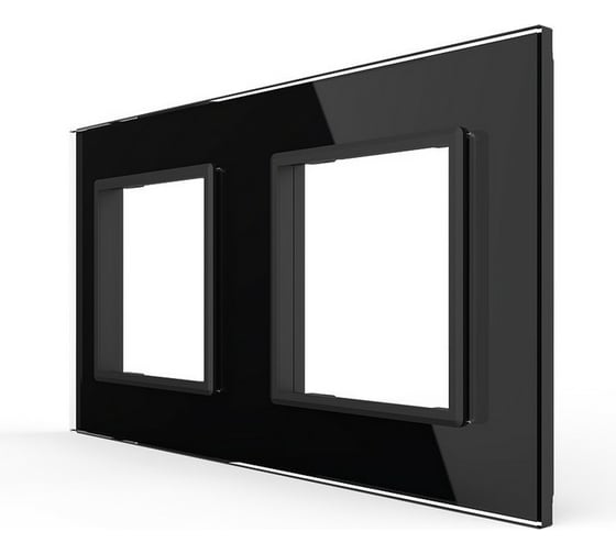Изображение товара Рамка для розетки LIVOLO 2 поста, цвет черный, стекло BB-C7-SR/SR-12