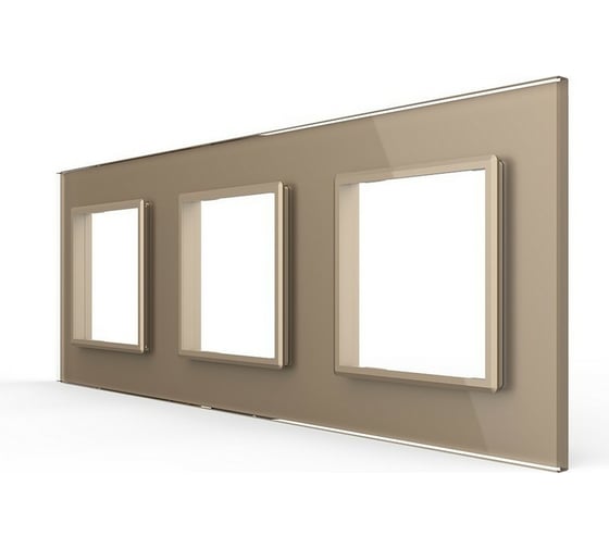 Изображение товара Рамка для розетки LIVOLO 3 поста, цвет золотой, стекло BB-C7-SR/SR/SR-13