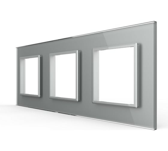 Изображение товара Рамка для розетки LIVOLO 3 поста, цвет серый, стекло BB-C7-SR/SR/SR-15