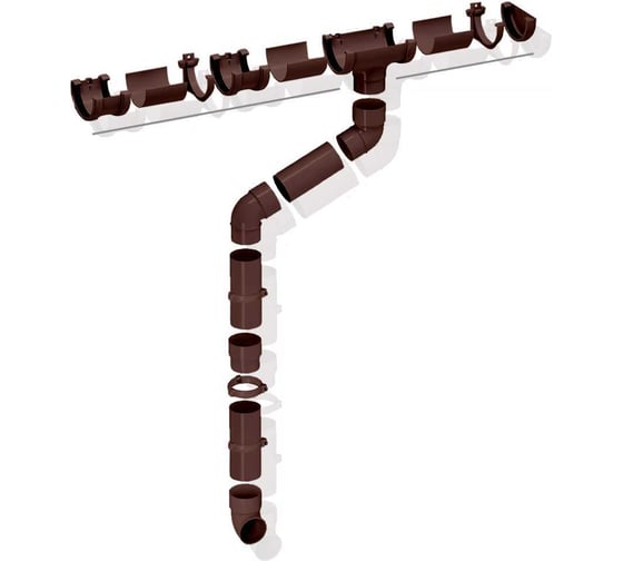 Изображение товара Комплект водосточной системы ЛМ маркет FINEBER 1.5 м, шоколад 12/3 квс_fineber_шоколад_12_3
