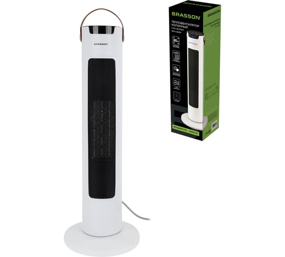 Изображение товара Тепловентилятор колонный керамический BRASSON BTH-26GR, 2000 Вт, 61 см, сенсор, 3 режима 457782