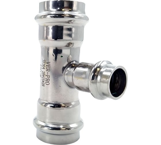 Изображение товара Тройник нержавеющий ViEiR 22х15х22 используется для перехода и распределения магистрали на меньший диаметр VPT221522