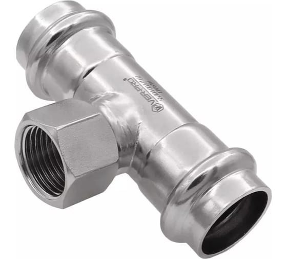 Изображение товара Тройник нержавеющий ViEiR 108х3/4 гайка х108 используется для перехода с крупного диаметра на резьбовое подключение оборудования VPTF108-4