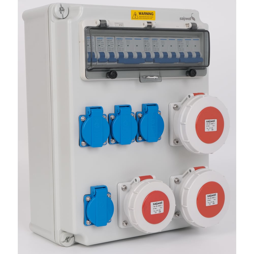 Изображение товара Распределительное устройство переносное 7 розеток IP44 220/380 В SAIPWELL SP-CZ-PC304016-001