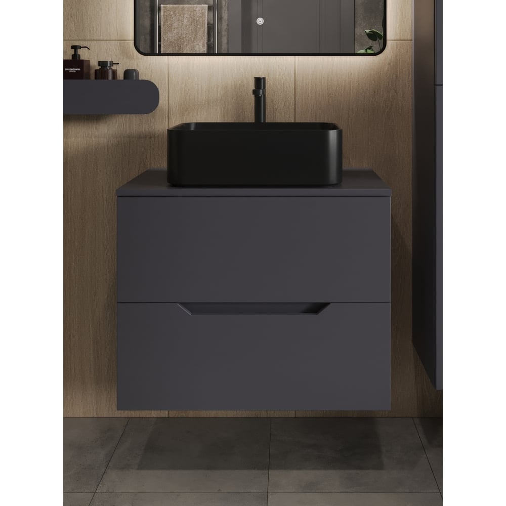 Изображение товара Подвесная тумба с раковиной Orange Line 70 см графит черный матовый